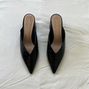 Black Zara Block Heel Mules Size 38/7.5